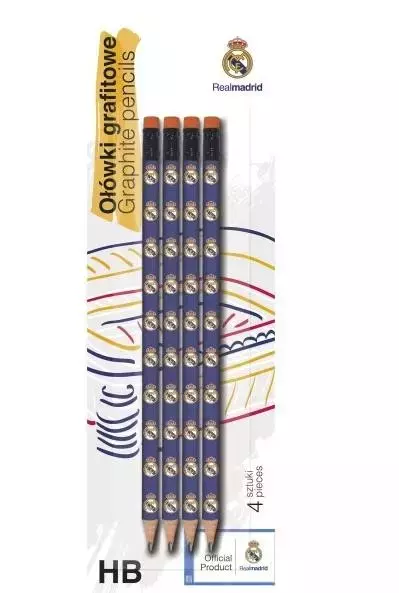 Ołówki trójkątne Real Madryt (4 sztuki) - Papiernicze i szkolne