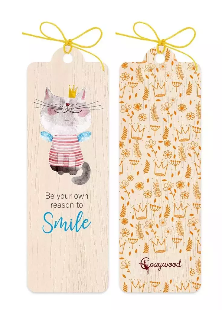 Zakładka drewniana Kot - Książki