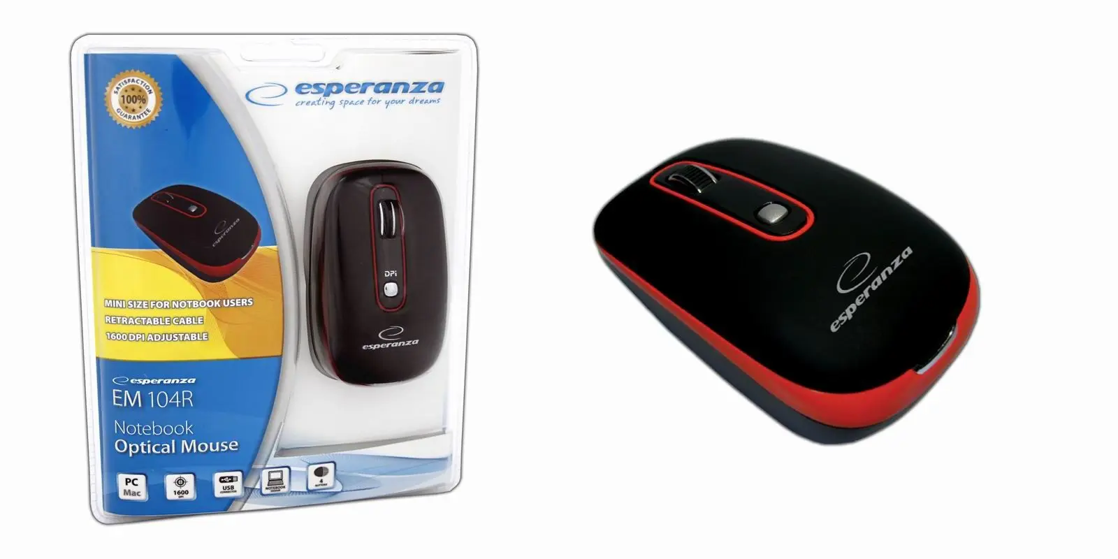 Mysz Sirius czerwony Esperanza (EM102R) - Elektronika i akcesoria