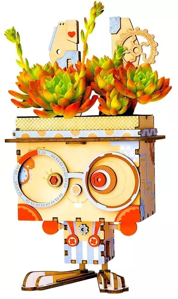 Puzzle 3D. Drewniana doniczka, królik