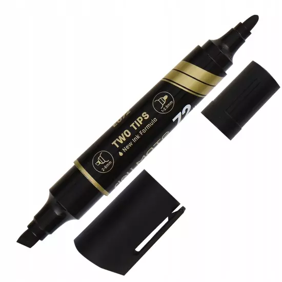 Marker czarny dwustronny Deli okrągły oraz ścięty - Papiernicze i szkolne