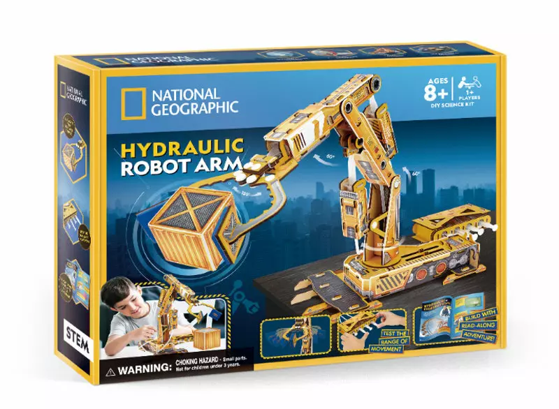 Puzzle 3D Robotyczne ramię hydrauliczne National Geographic Cubic Fun