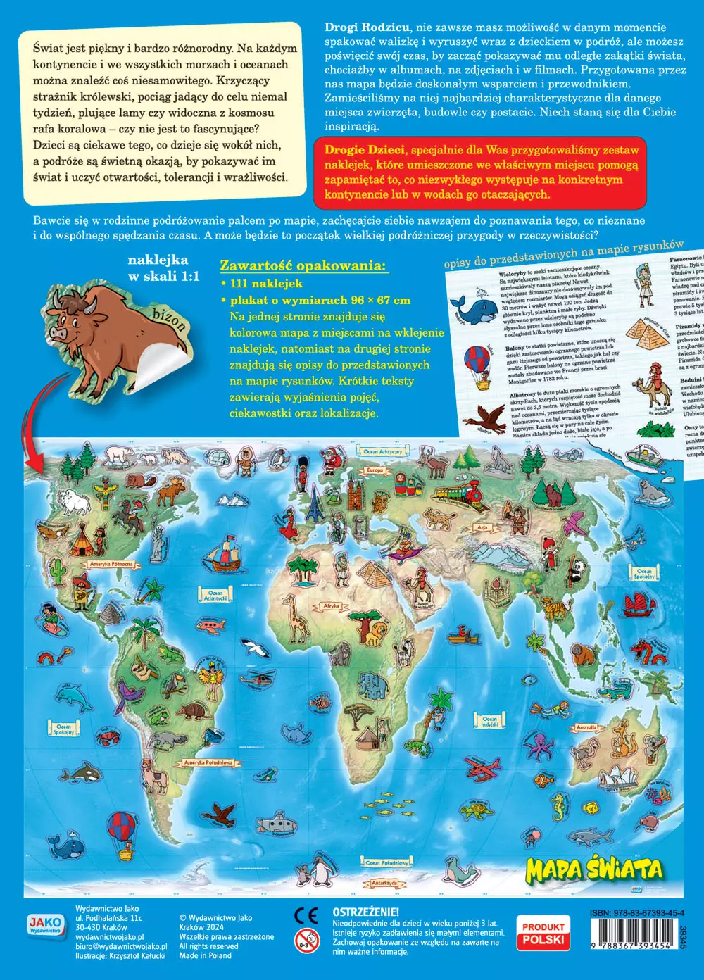 Mapa świata. Plakat z naklejkami - Praca zbiorowa