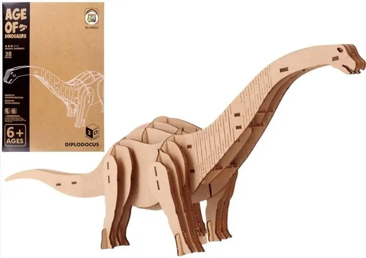 Puzzle drewniane 3D Dinozaur Diplodoukus - Zabawki