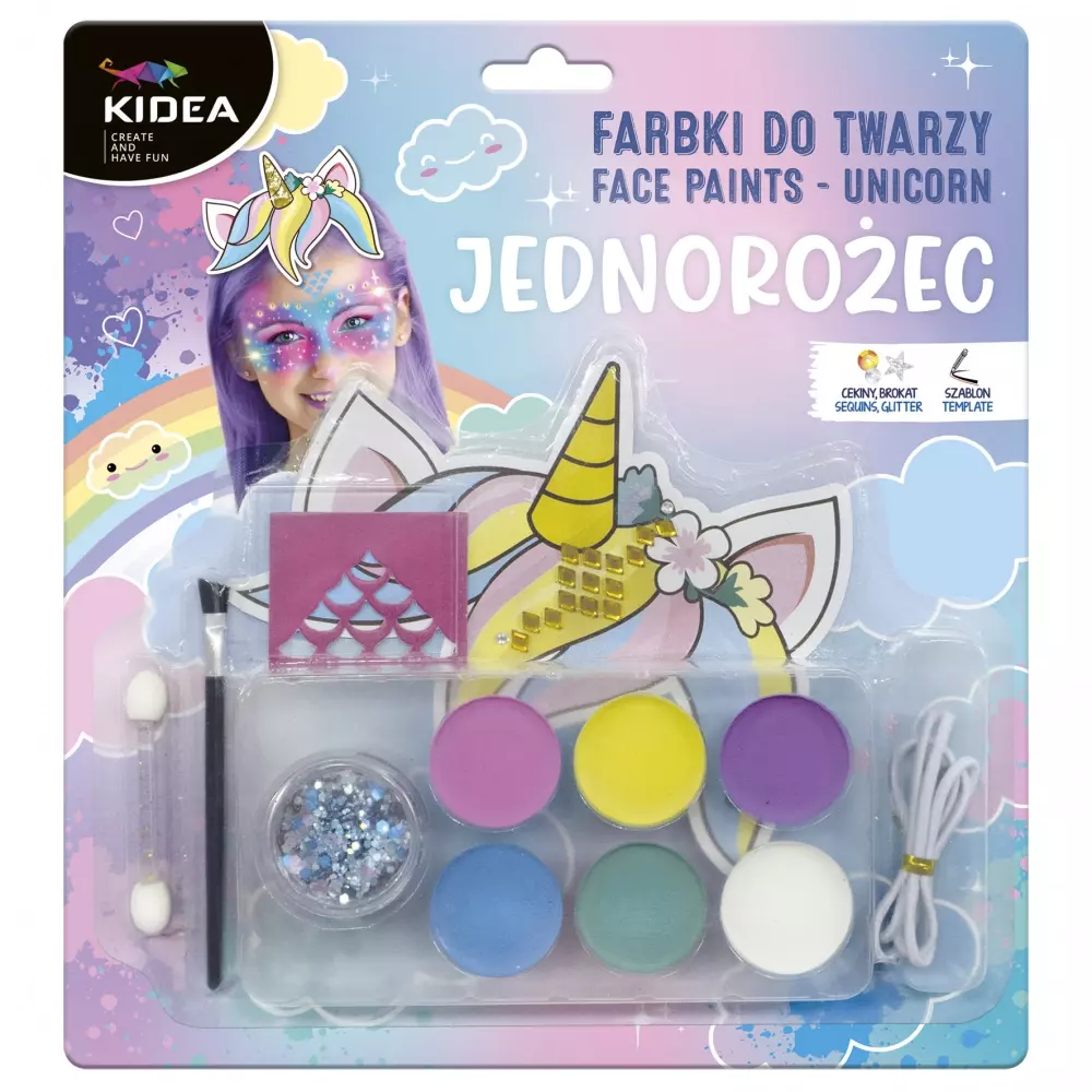 Farby Do Twarzy 6 kolorów Akc Jednorozec Kidea B/c - Papiernicze i szkolne