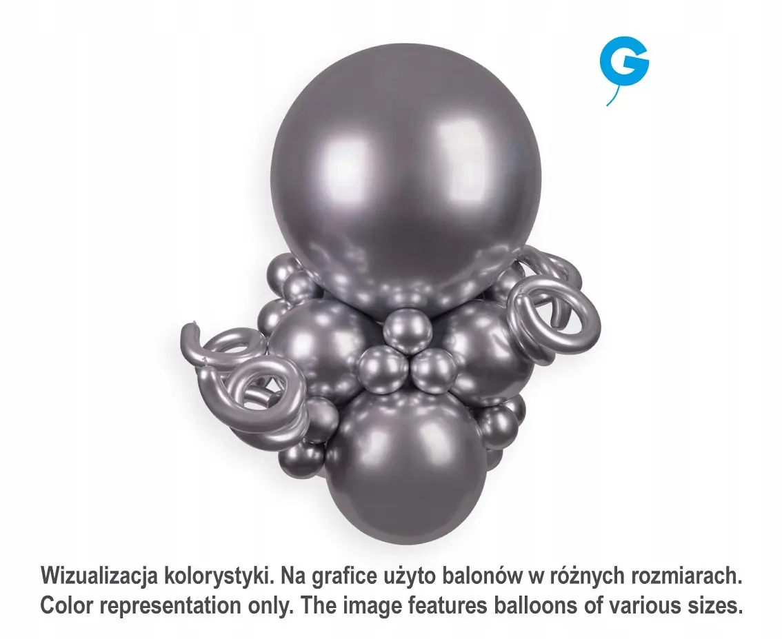 Balony Gemar 13, shiny srebrne, 6 szt. - Papiernicze i szkolne