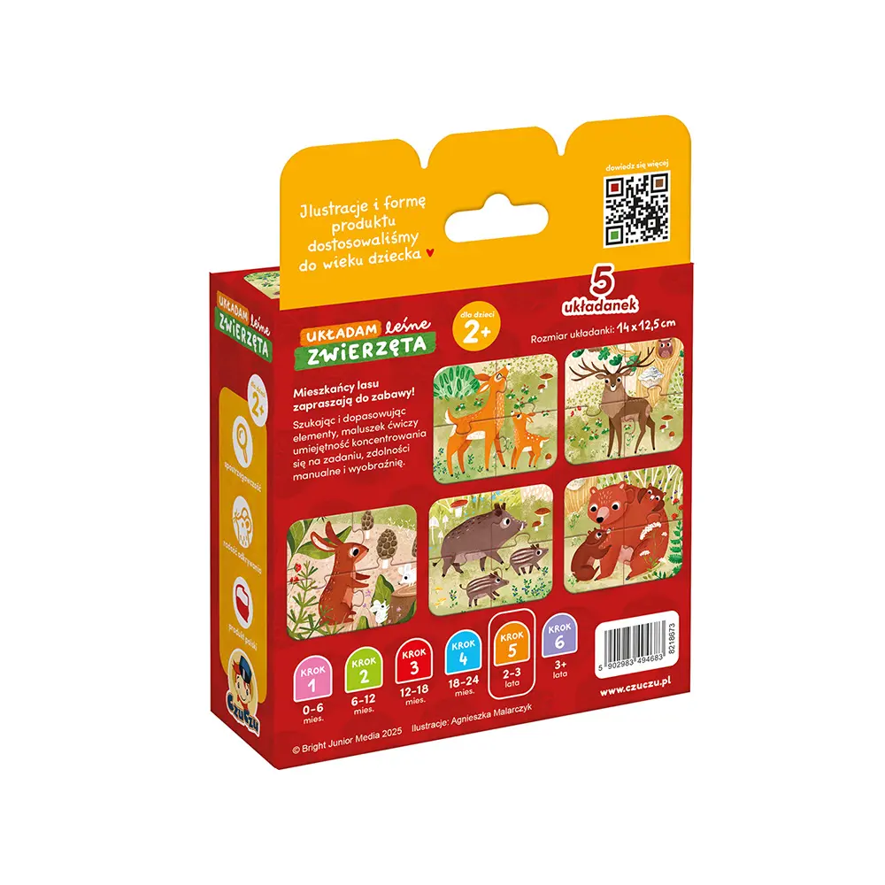 Puzzle CzuCzu 5w1. Układam leśne zwierzęta - Puzzle