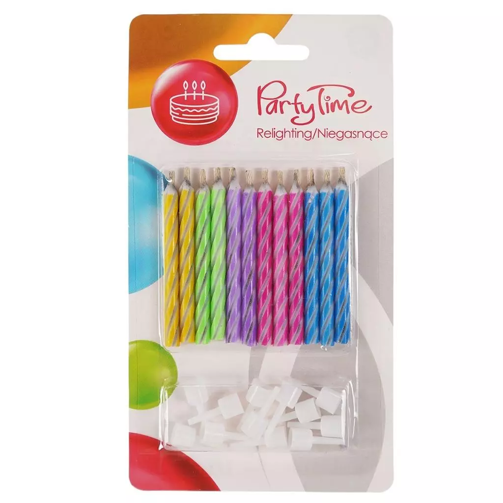 Świeczki urodzinowe - niegasnące psikuski 12szt - Papiernicze i szkolne