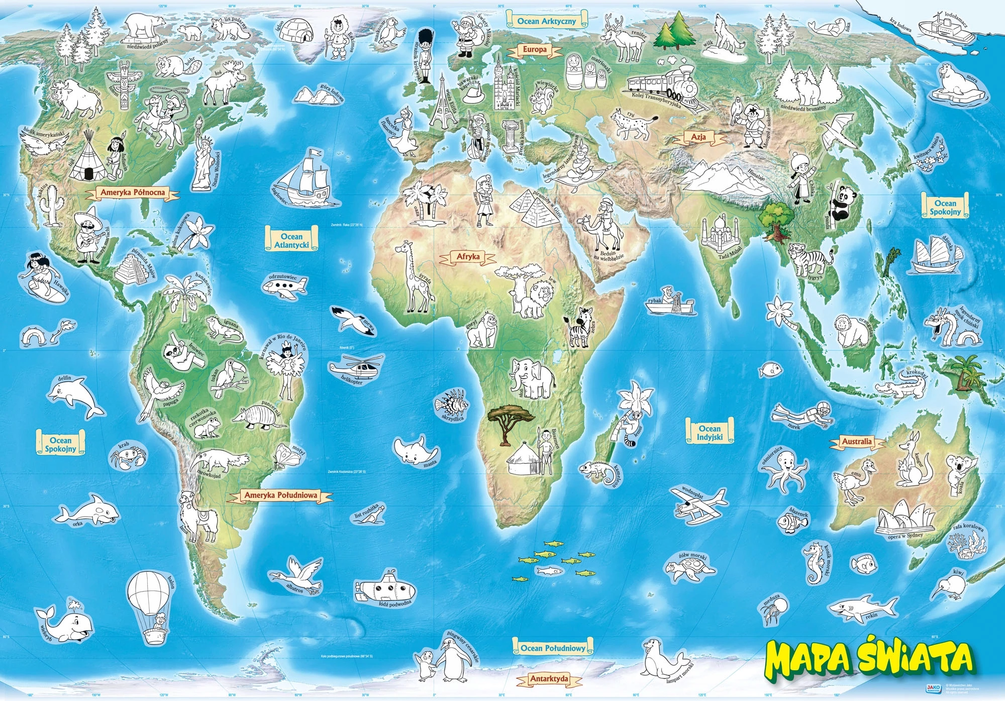 Mapa świata. Plakat z naklejkami - Praca zbiorowa