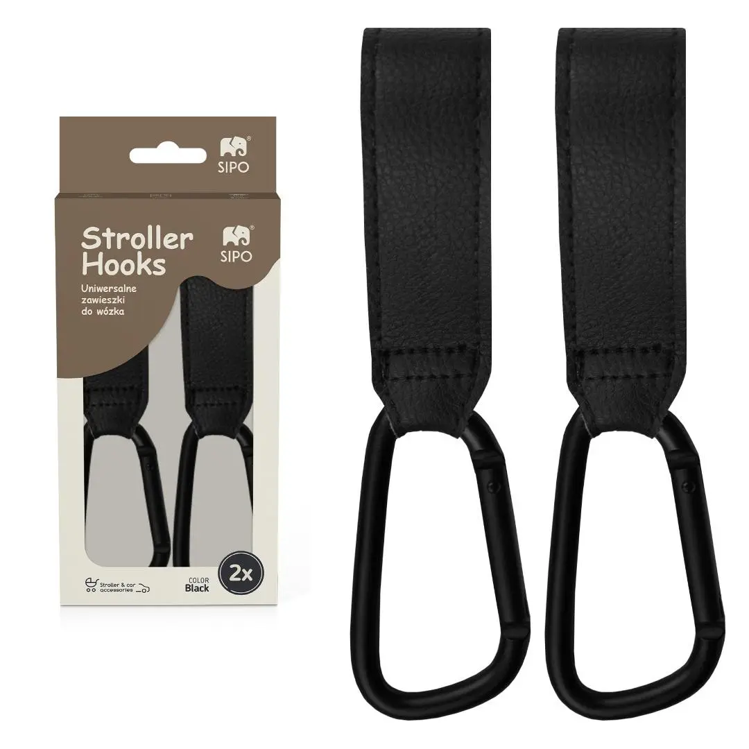 Haczyki do wózka uniwersalne czarne 2szt - Mama i dziecko