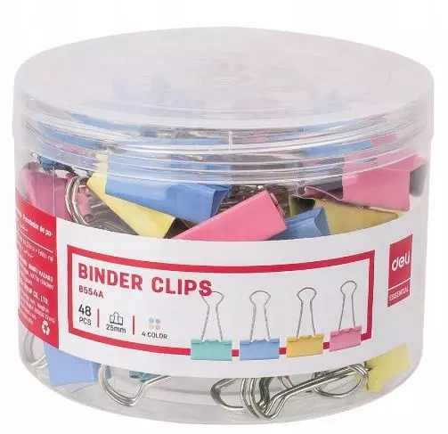 Klipsy biurowe, duże, 2.5 cm, kolorowe (48 sztuk) - Papiernicze i szkolne