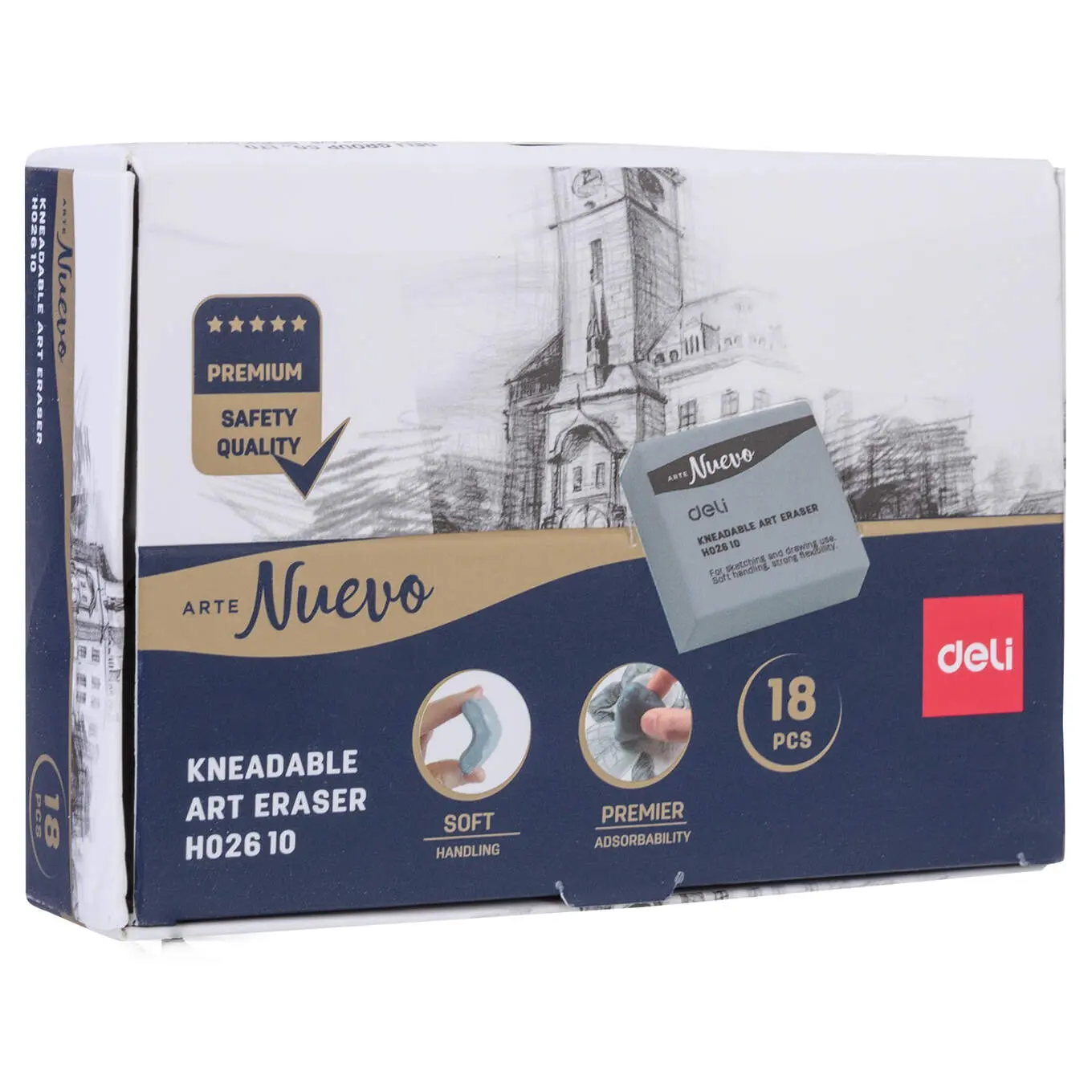 Artystyczna gumka DELI w kolorze szarym - Papiernicze i szkolne