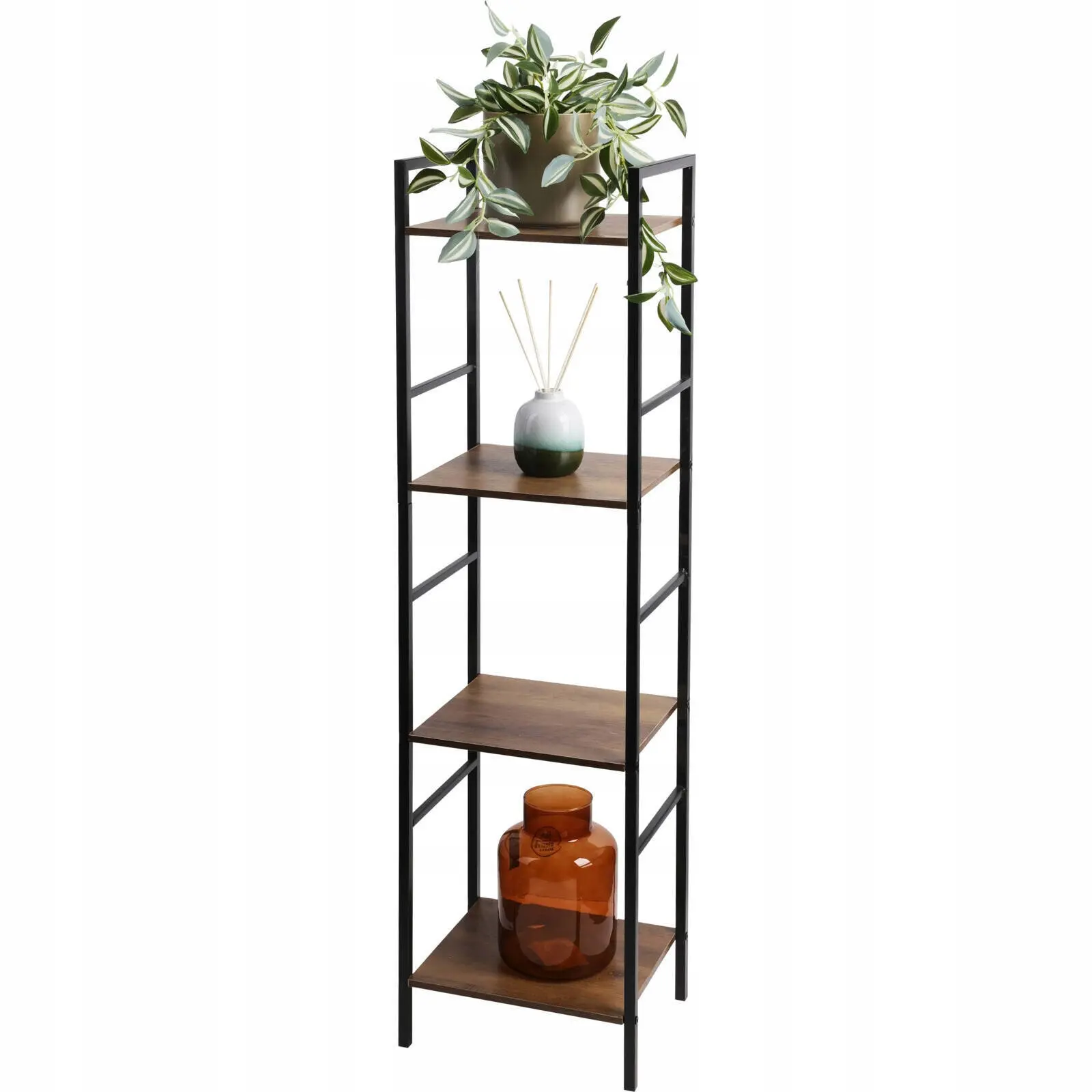 Regał Półka Stojąca 4 Poziomowa MDF Metal 29,5x23,5x106,5CM - Elektronika i akcesoria