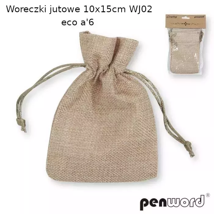 Woreczki jutowe eco 10x15cm 6szt - Zabawki
