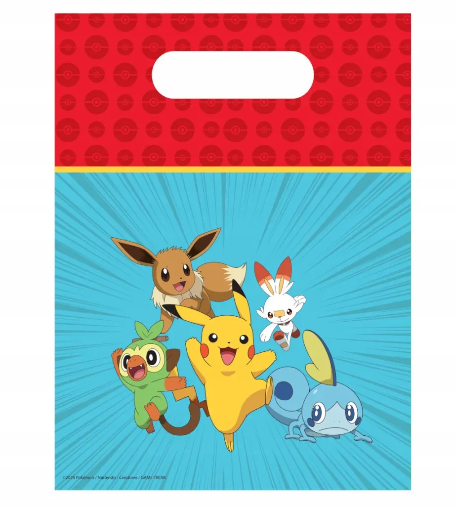 Pokémon Next Generation plastikowa torba prezentowa, worek na prezenty, zestaw 6 sztuk - Papiernicze i szkolne
