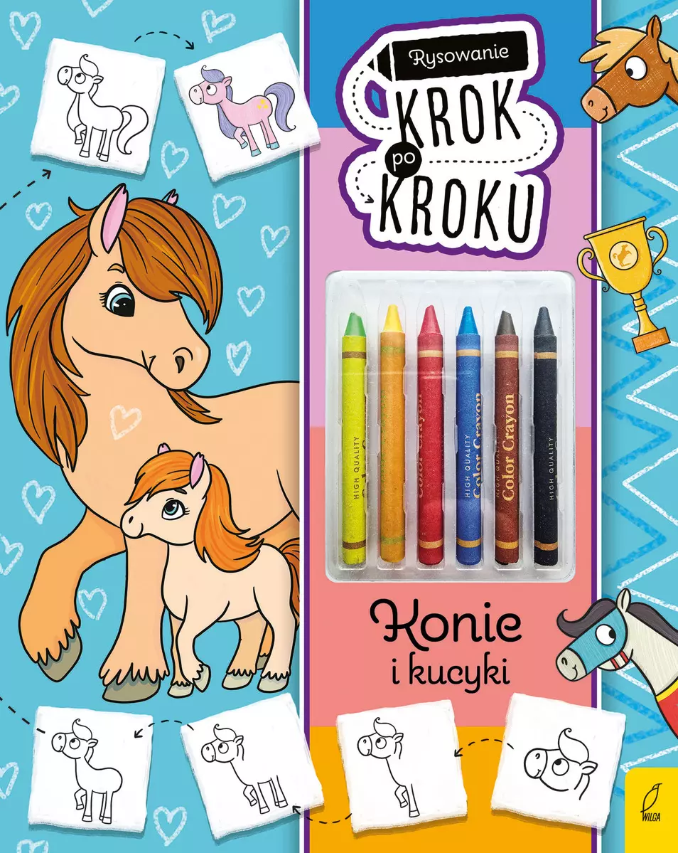 Rysowanie krok po kroku z kredkami. Konie i kucyki - Książki