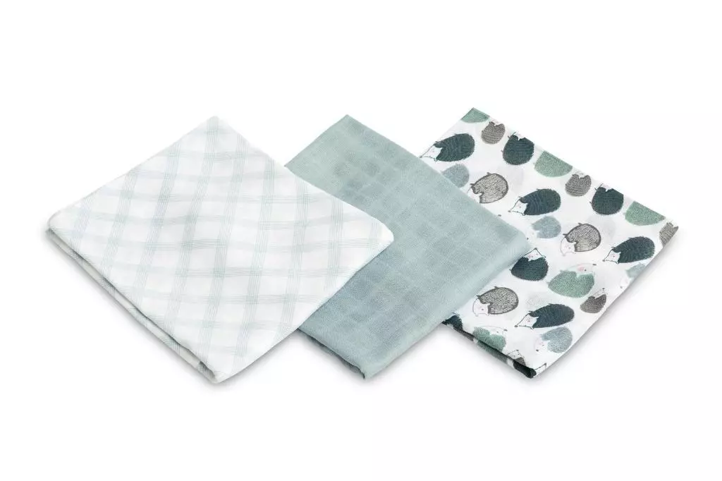 Pielucha bambusowa 3-pak jeżyk blue 70x80cm - Mama i dziecko