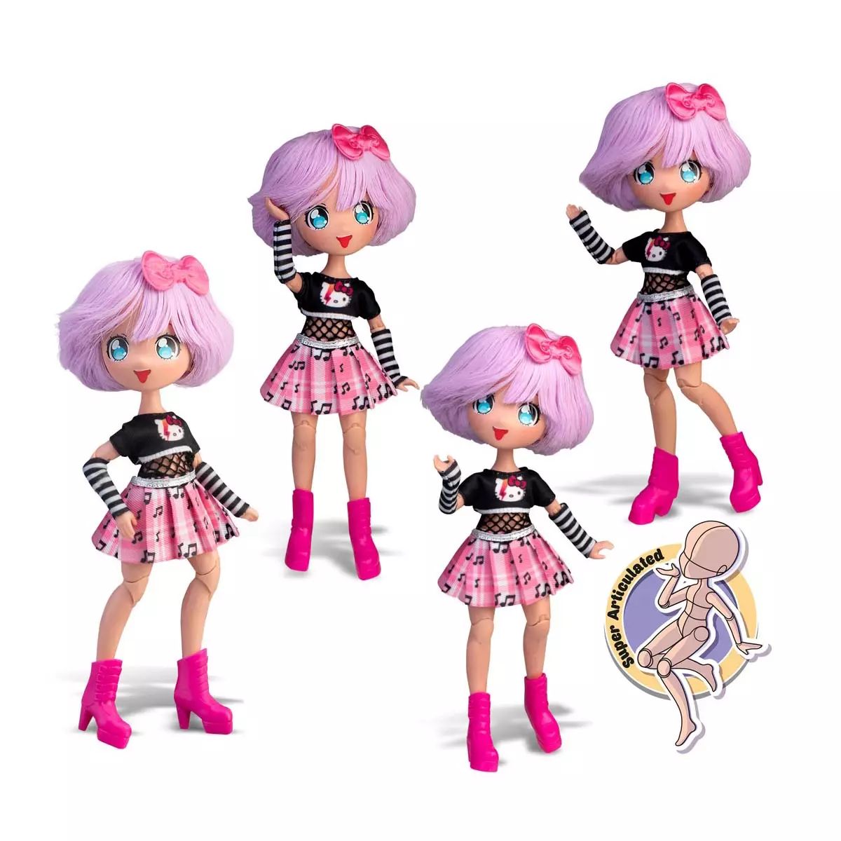 MANGA HELLO KITTY Fioletowa, lalka, 19.5 cm - Zabawki