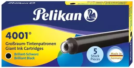 Naboje długie Pelikan 4001, czarne (5 sztuk) - Papiernicze i szkolne