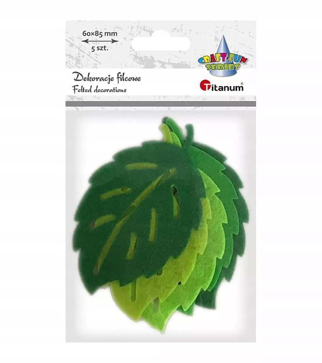 Filcowe liście 85x60mm zielone 5szt - Papiernicze i szkolne