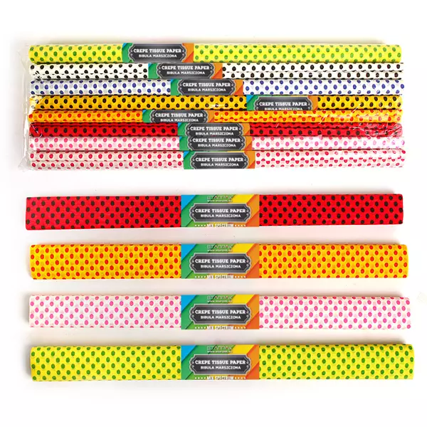 Bibuła marszczona, kropki, mix wzorów - Papiernicze i szkolne