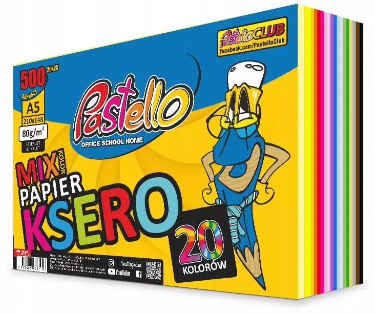 Papier ksero A5 20 kolorów 500 arkuszy - Papiernicze i szkolne