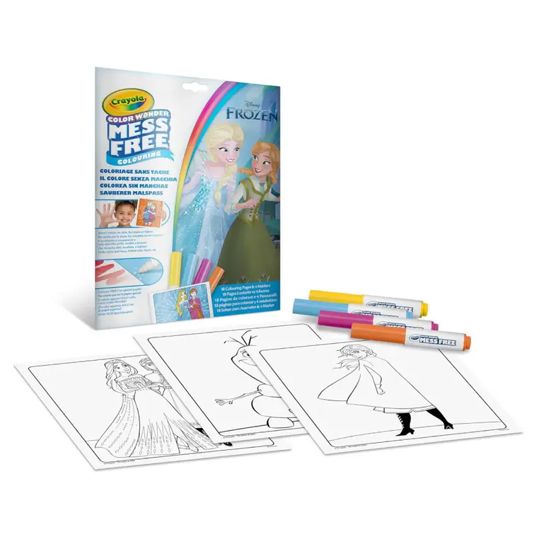 Crayola Kolorowanka dla dzieci i 4 niebrudzące magiczne flamastry Color Wonder Mess Free Kraina Lodu 3+ - Papiernicze i szkolne