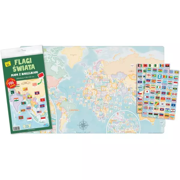 Flagi świata. Mapa z naklejkami - Książki