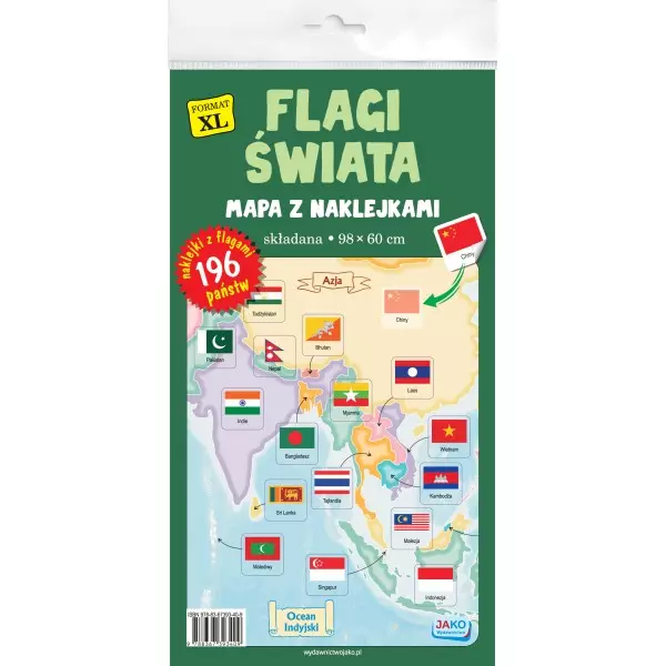 Flagi świata. Mapa z naklejkami - Książki