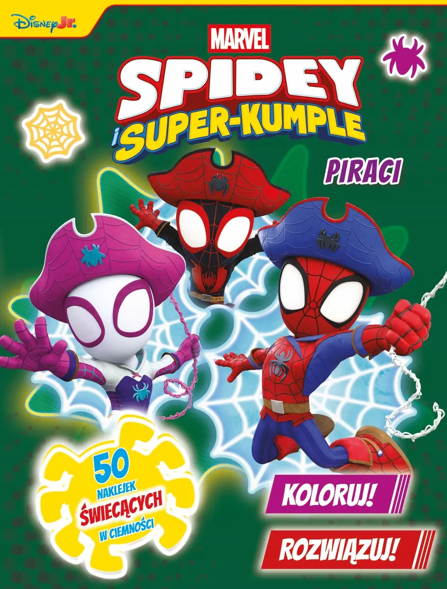 Koloruj! Rozwiązuj! 50 naklejek świecących w ciemności. Piraci. Marvel Spidey i Super-kumple - Książki