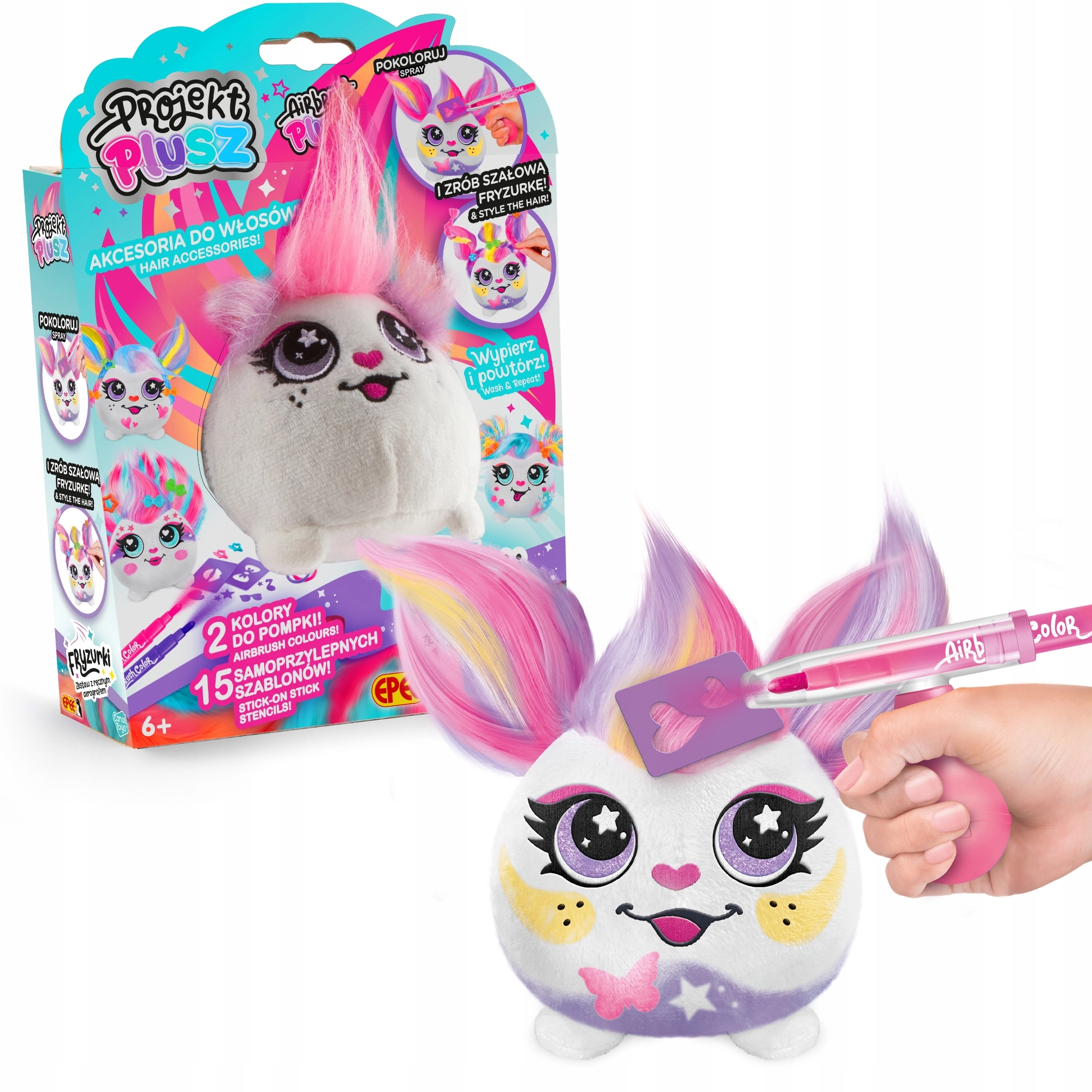 Projekt Plusz Fryzurki - Plusz z ręcznym aerografem RÓŻYCZKA