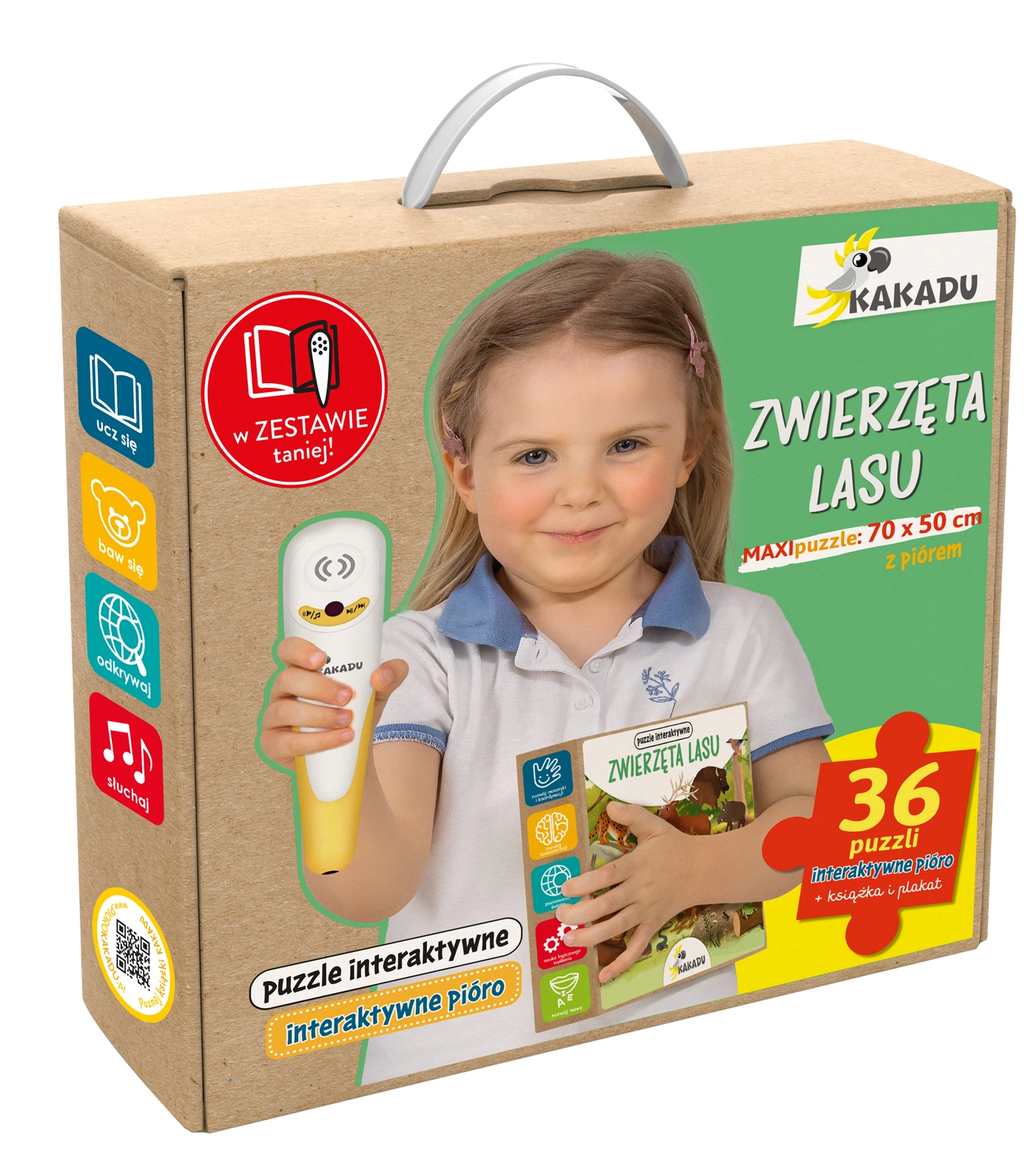 Mówiące puzzle interaktywne „Zwierzęta lasu”. (zestaw z piórem Kakadu) - Książki