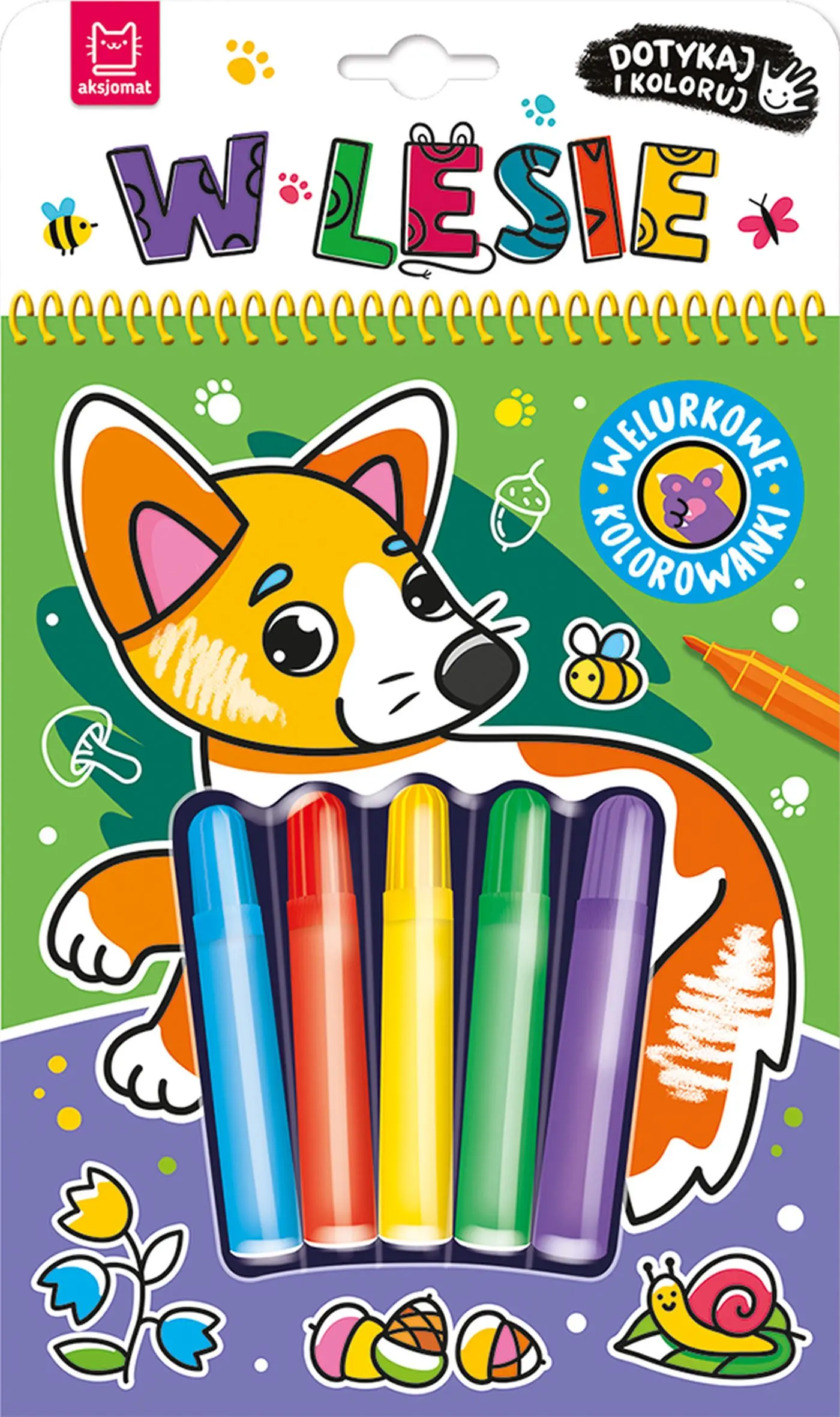 W lesie. Welurkowe kolorowanki. Dotykaj i koloruj - Książki