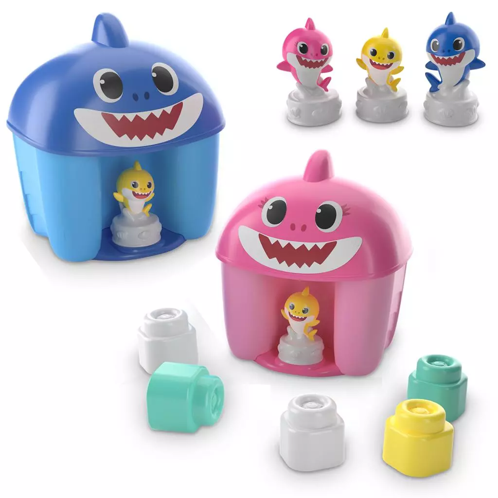 Clemmy. Baby Shark. Wiaderko z klockami i figurką, mix kolorów