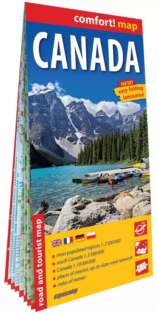 Kanada (Canada); laminowana mapa samochodowo-turystyczna 1:2 500 000, 1:5 500 000, 1:10 000 000 - Książki