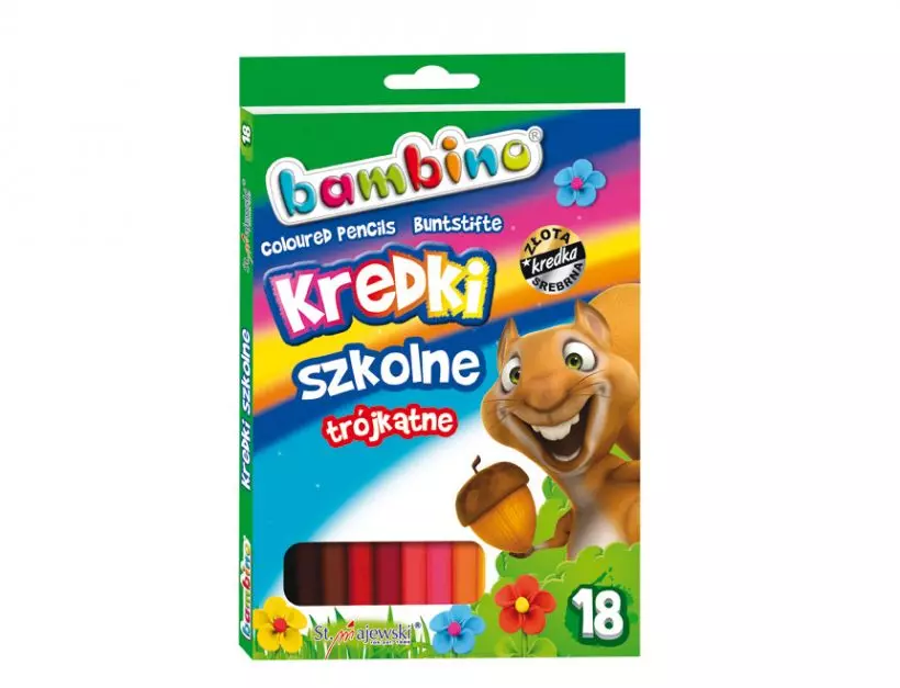 Kredki szkolne trójkątne, 18 kolorów - Papiernicze i szkolne