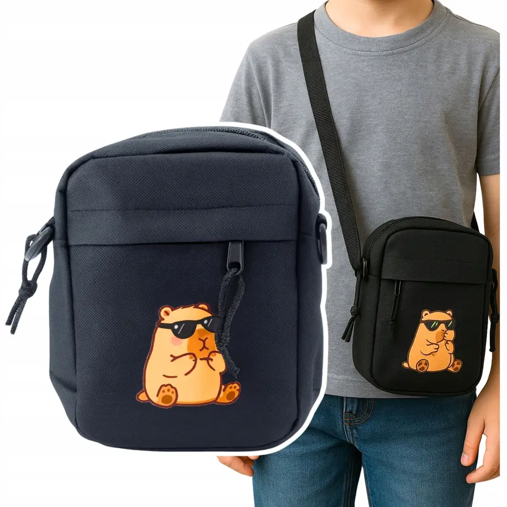 Torba Saszetka Na Ramię Kapibara Pas Regulowany Czarna 19,5 x 14 cm - Zabawki