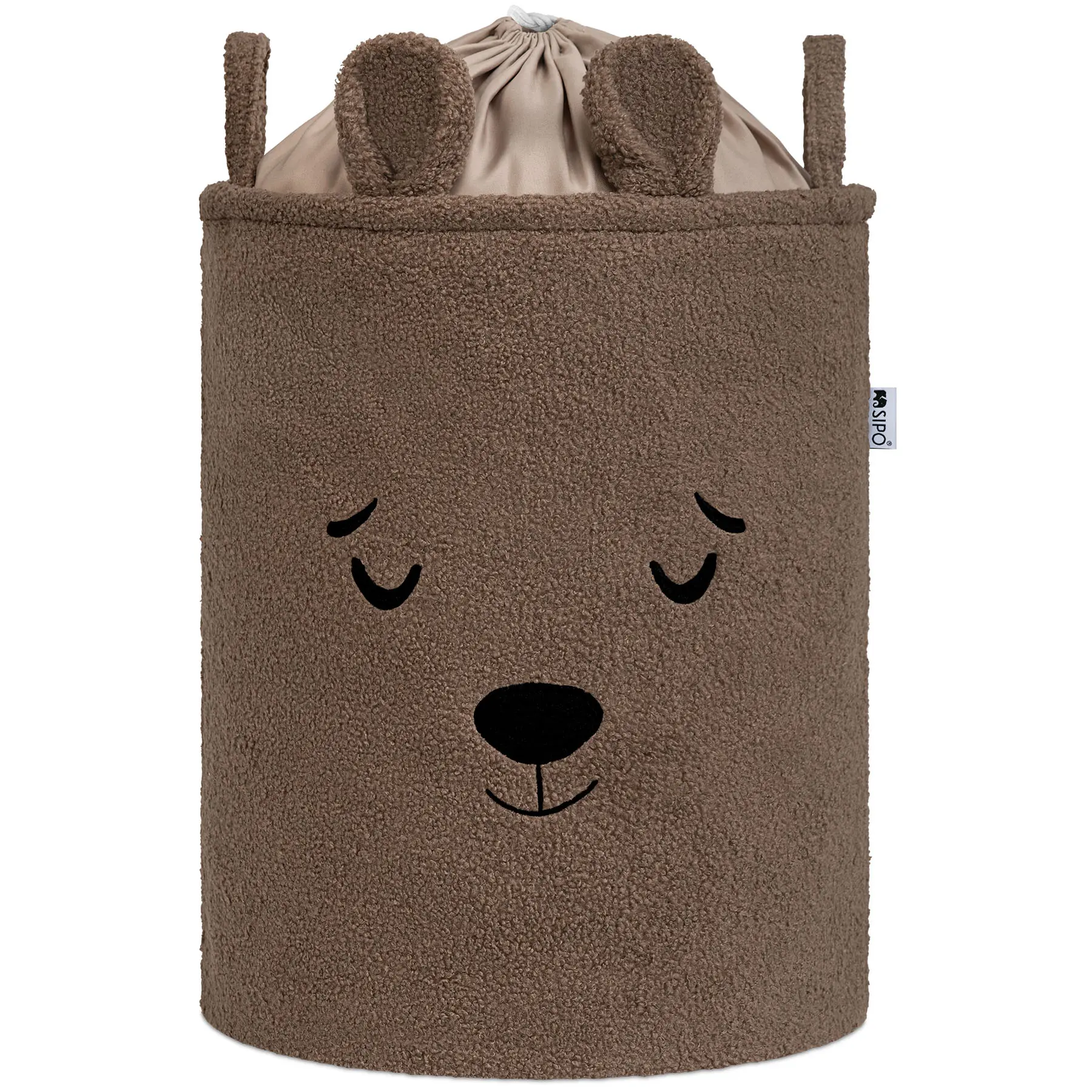 KOSZ POJEMNIK NA ZABAWKI XL ZE ŚCIĄGACZEM SIPO PREMIUM BOUCLE BRĄZOWY MIŚ - Mama i dziecko