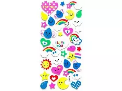 Naklejki piankowe brokatowe 35szt - Papiernicze i szkolne