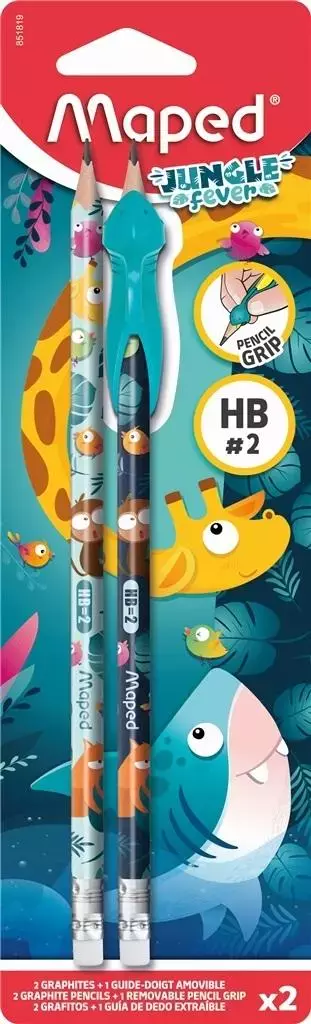 Ołówek z gumką Jungle Fever HB 2szt MAPED - Papiernicze i szkolne