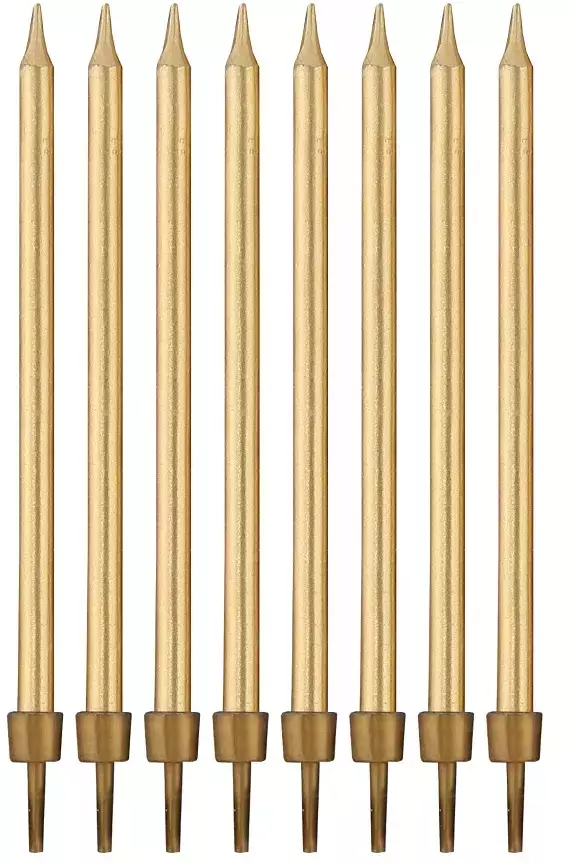 Świeczki urodzinowe 10 cm, złote (8 sztuk) - Papiernicze i szkolne