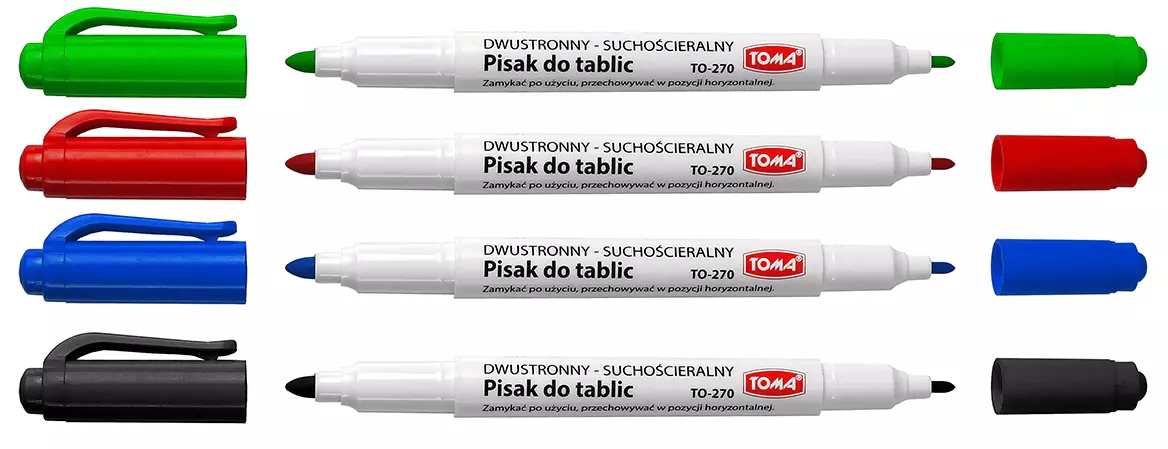 Pisaki suchościeralne dwustronne, 4 kolory - Papiernicze i szkolne