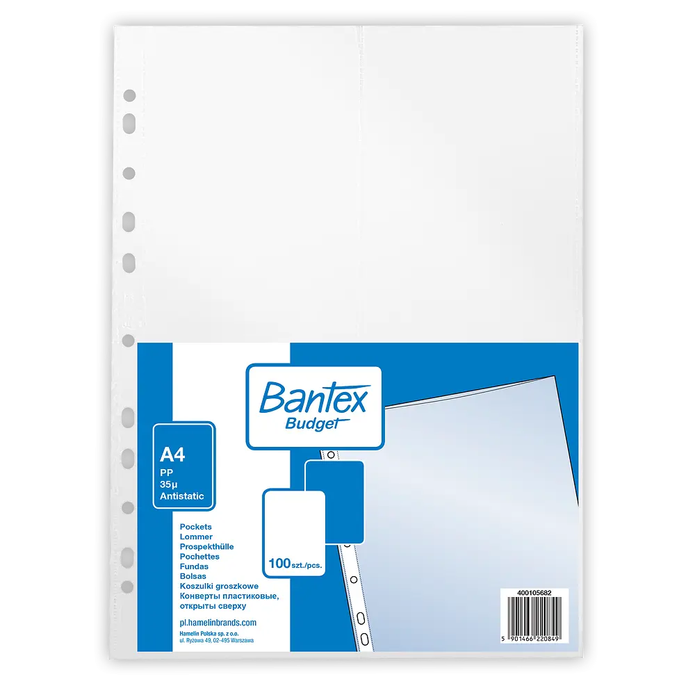 Koszulki groszkowe A4, 35 mic. (100 sztuk) - Papiernicze i szkolne