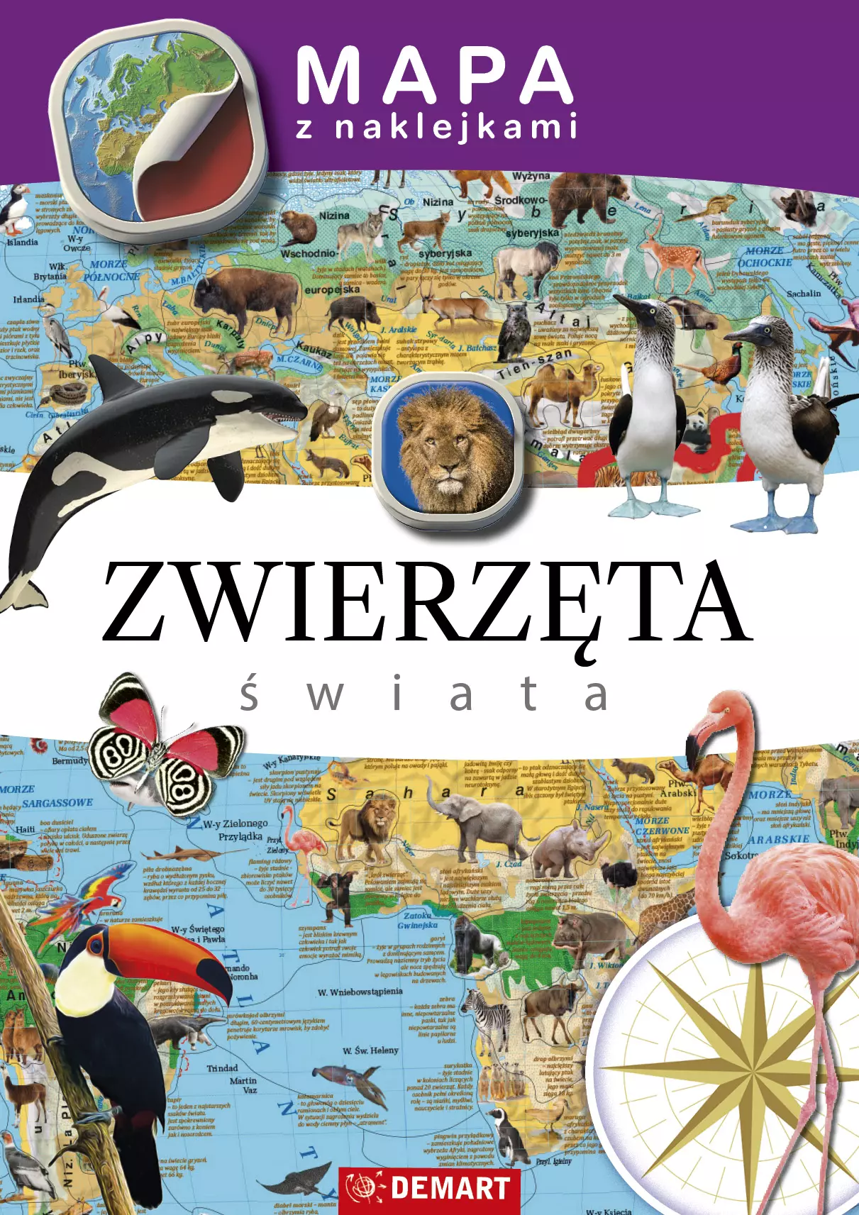 Mapy z naklejkami. Zwierzęta świata - Książki