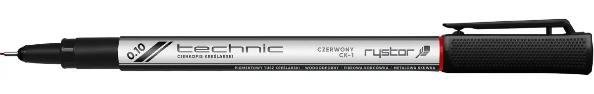 Rystor, Cienkopis kre?larski Technic 0,1mm - czerwony - Papiernicze i szkolne