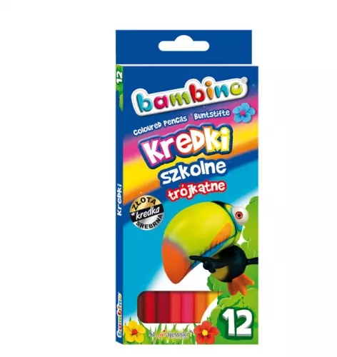 Kredki Bambino trójkątne, 12 kolorów - Papiernicze i szkolne