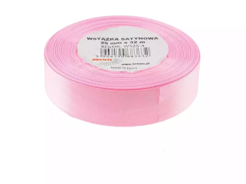 Wstążka satynowa jasna różowa 25mmx32m - Papiernicze i szkolne