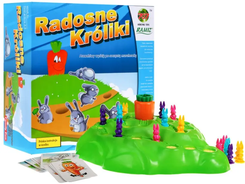 Gra planszowa Radosne Króliki dla dzieci 3+ Wyścig po marchewkę Rodzinna rozrywka - Gry