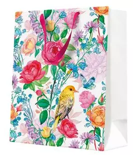 Torebka prezentowa Ptaki z kwiatami, duża - Papiernicze i szkolne