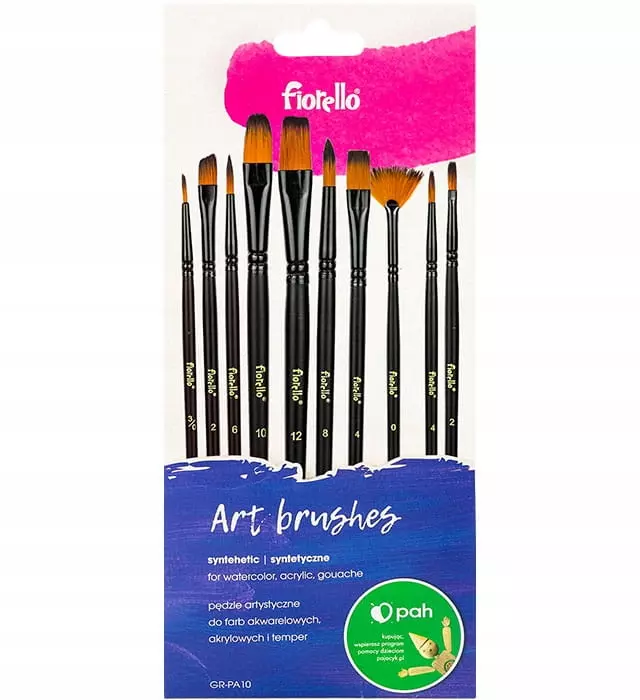 Pędzle artystyczne nylonowe FIORELLO GR-PA10 10szt - Papiernicze i szkolne